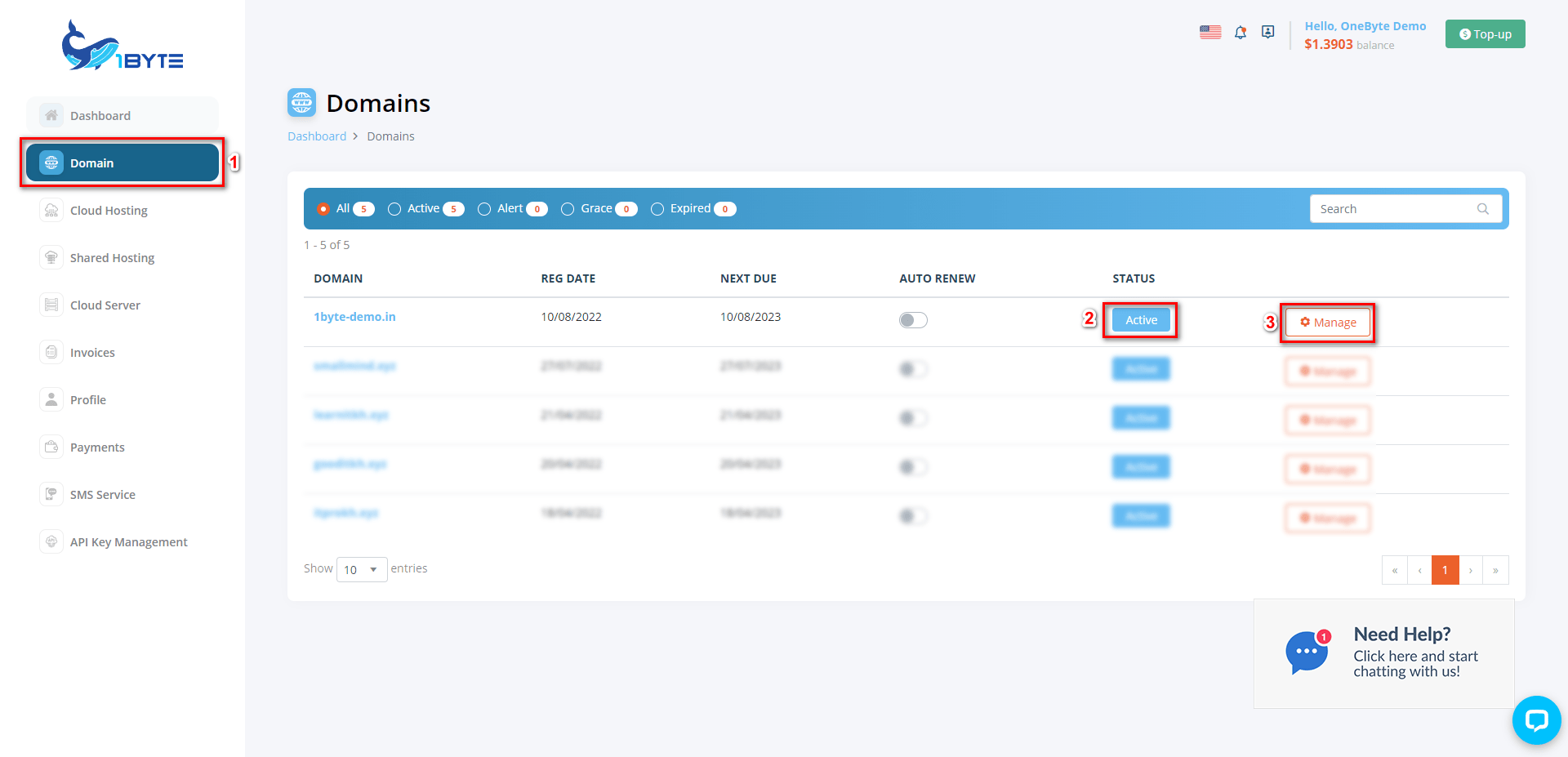 how to register domain name on 1byte