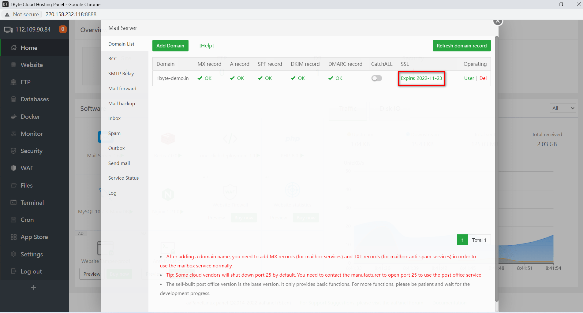 After installing SSL successfully, you will see your SSL expired date 