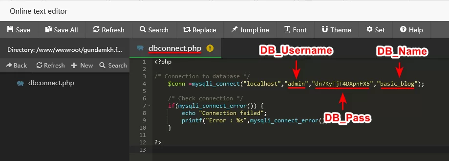 (Please replace DB_Name, DB_Password, DB_Username with your info inside this file)