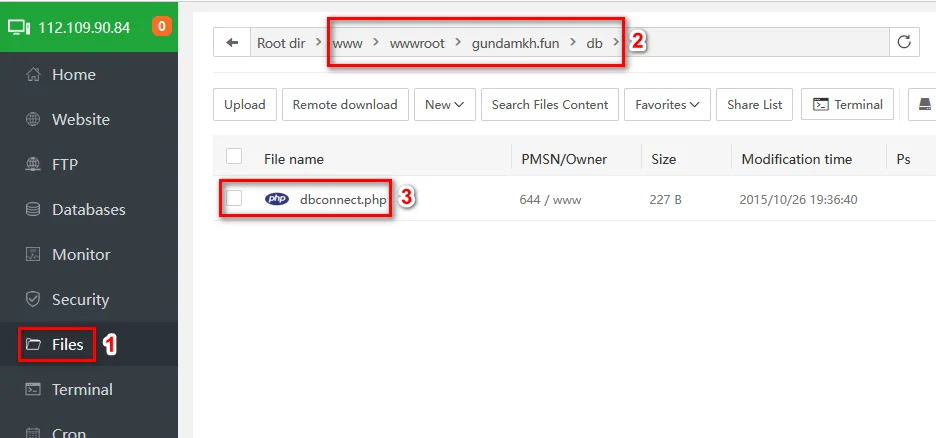 (As previously noted, the dbconnect.php file is used to connect to phpMyAdmin.
And we need to update the information in this file)