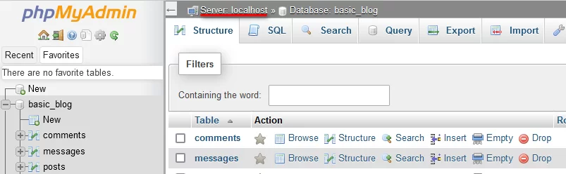 (phpMyAdmin is running on localhost)