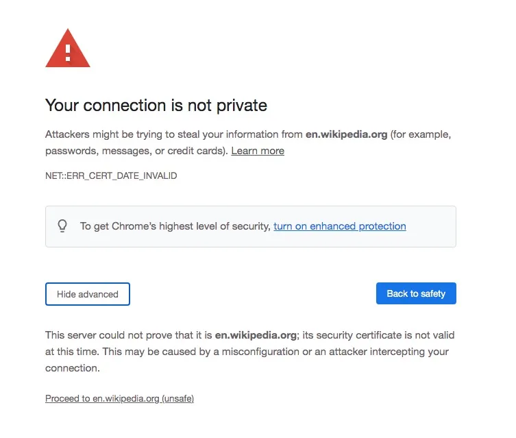 Why the “Your connection is not private” Warning Appears