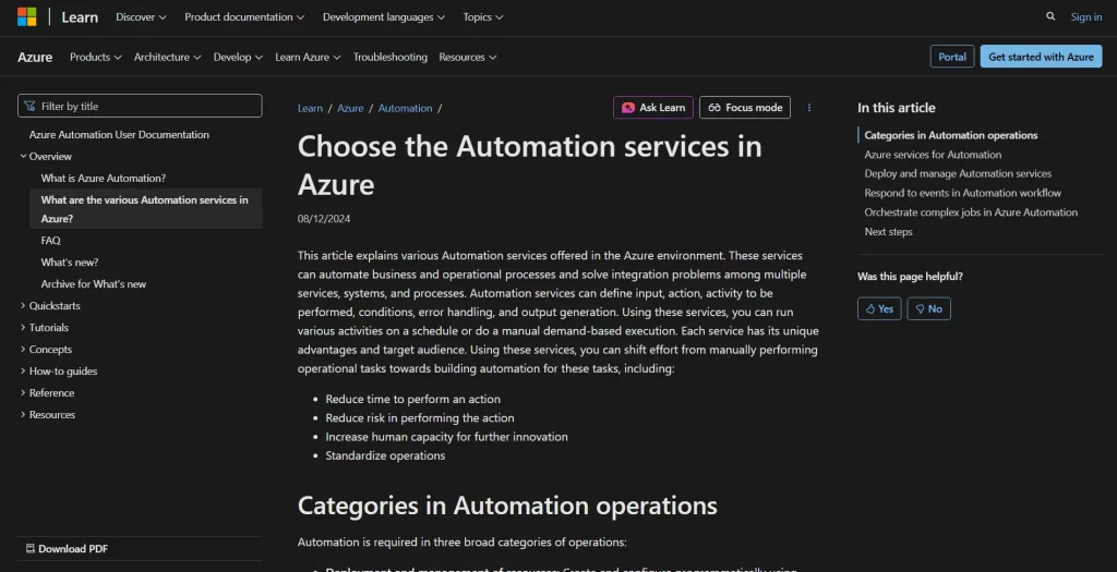 Microsoft Azure multiple automation tools