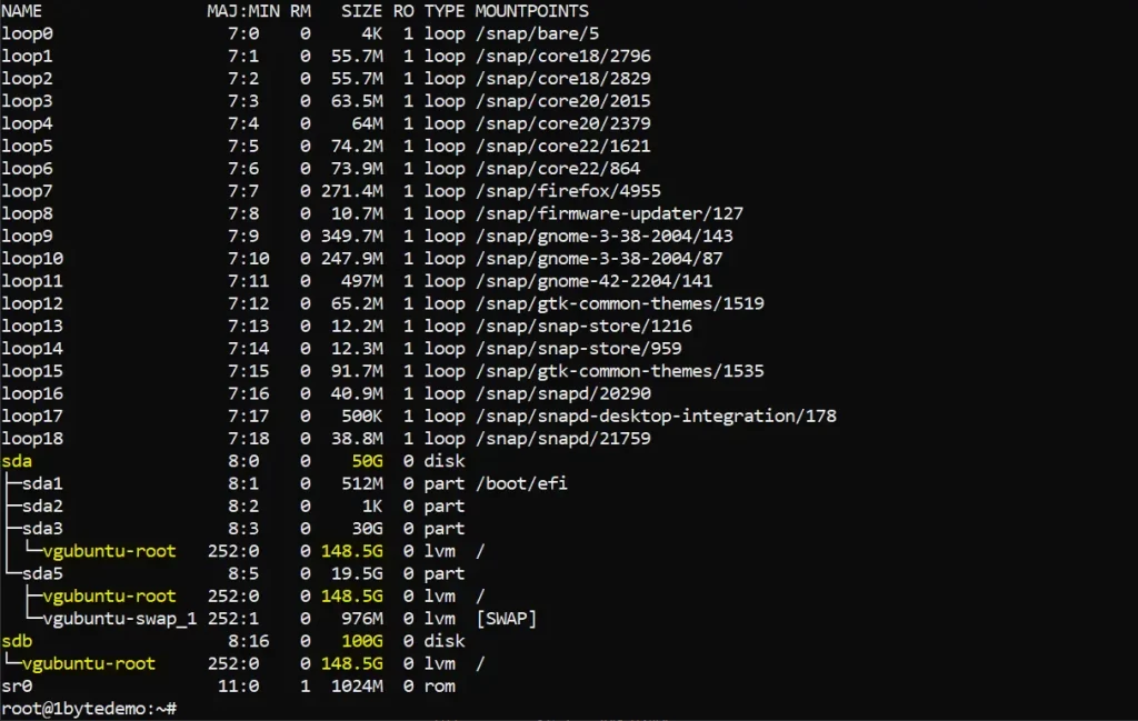 After Upgrade Storage: 150GB