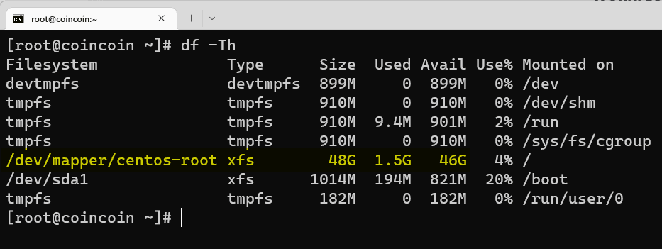 After Upgrading Storage: centos-root has 50GB