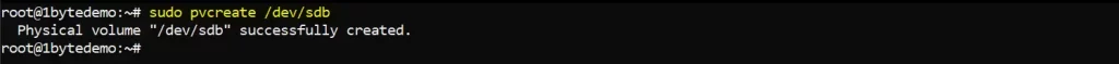 Command to create Physical Volume to a new disk