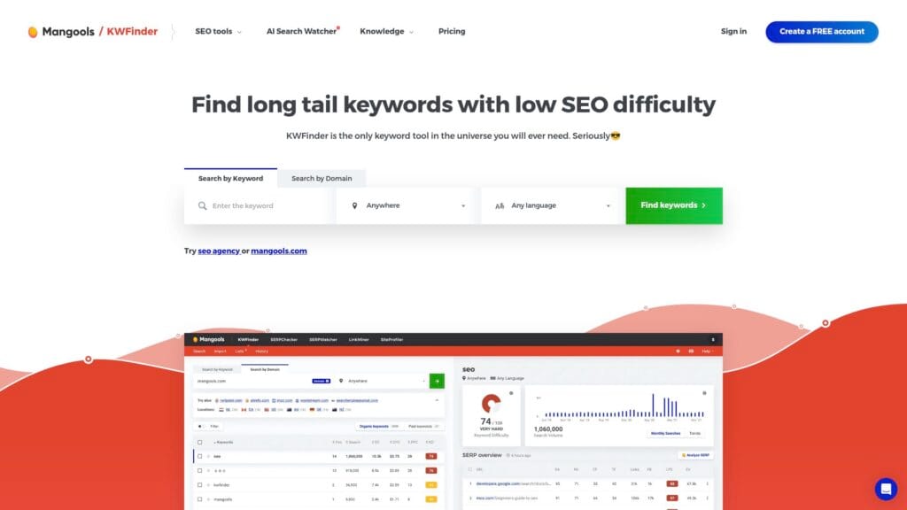 10. Mangools (KWFinder)