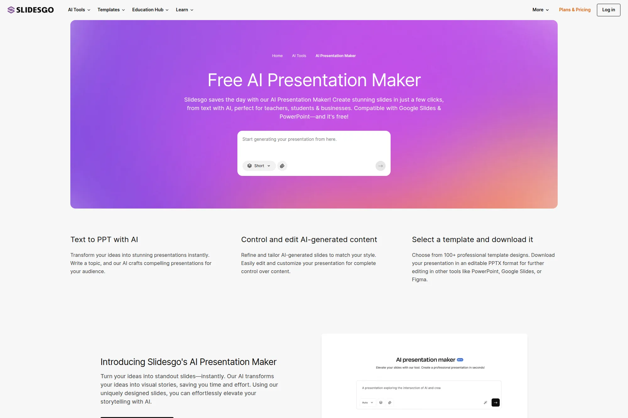 11. Slidesgo AI Presentation Maker