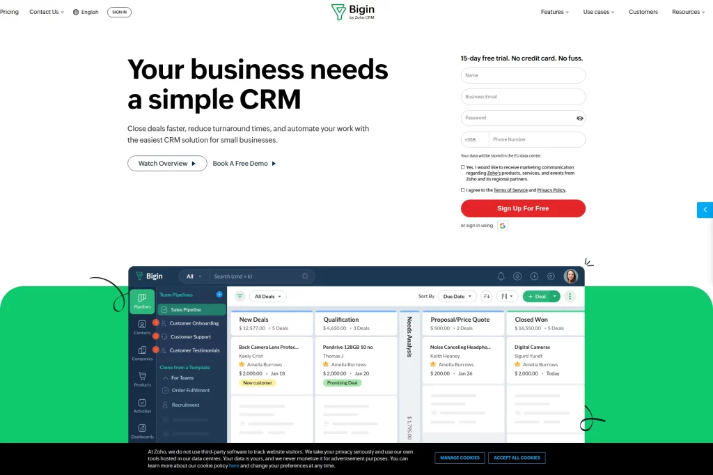19. Bigin by Zoho CRM