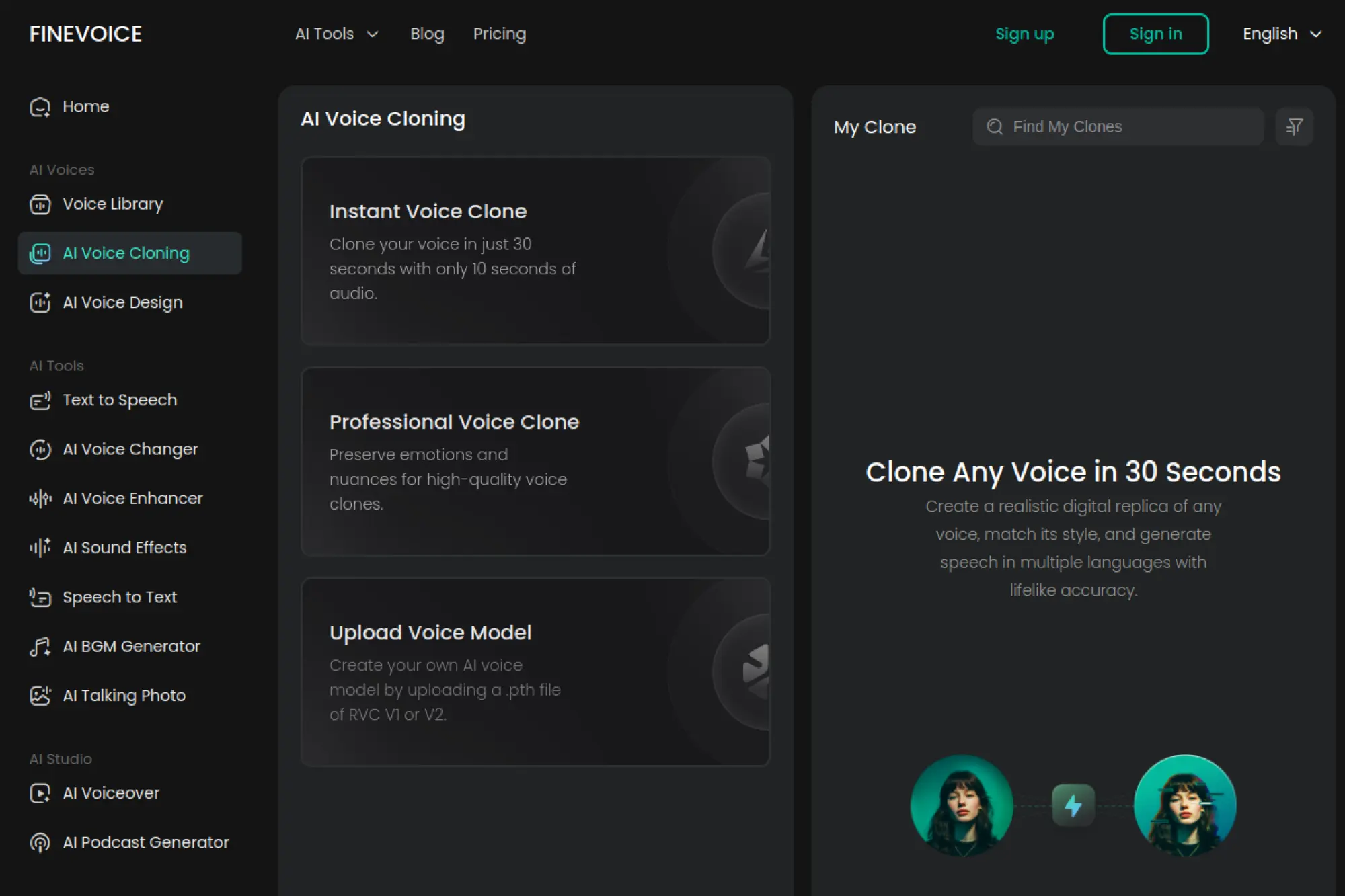 13. FineVoice AI Voice Cloning