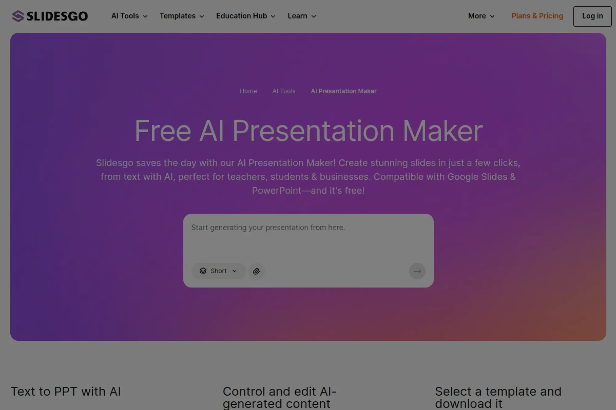 11. Slidesgo AI Presentation Maker
