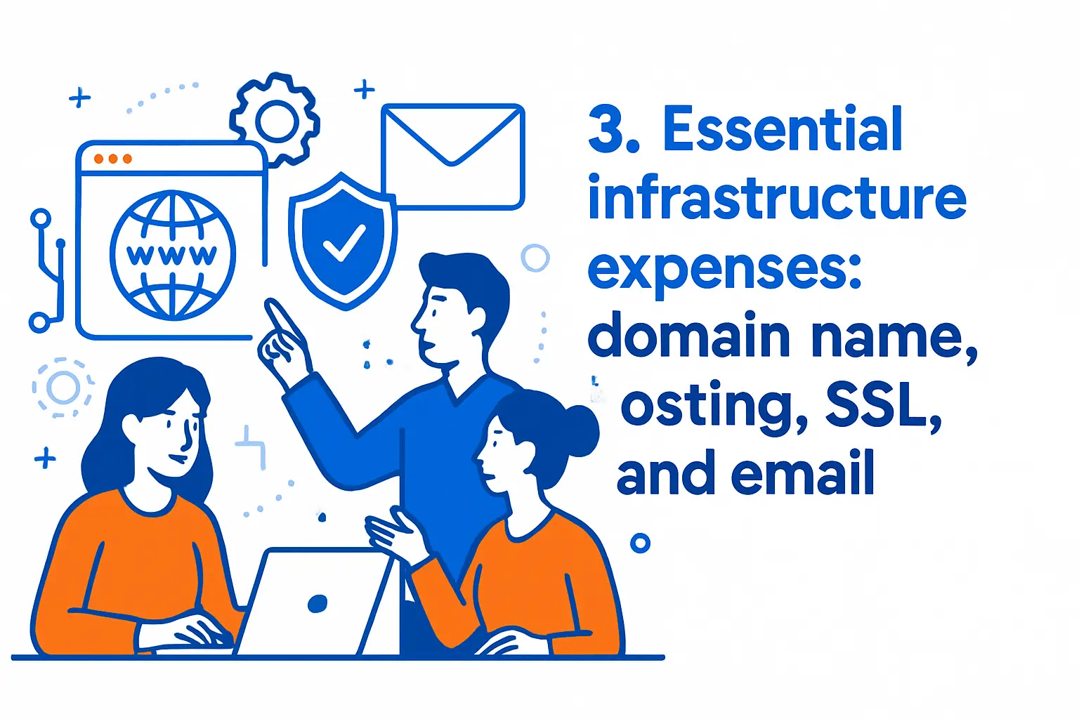 3. Essential infrastructure expenses: domain name, hosting, SSL, and email