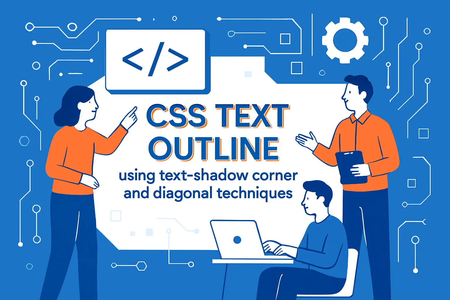 CSS text outline using text-shadow corner and diagonal techniques