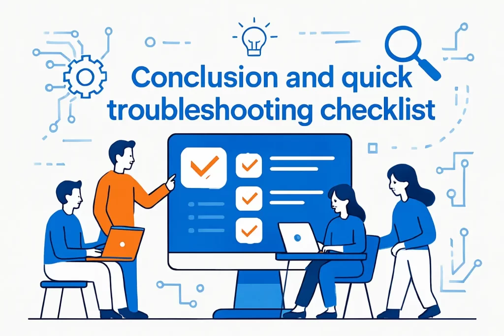 Conclusion and quick troubleshooting checklist