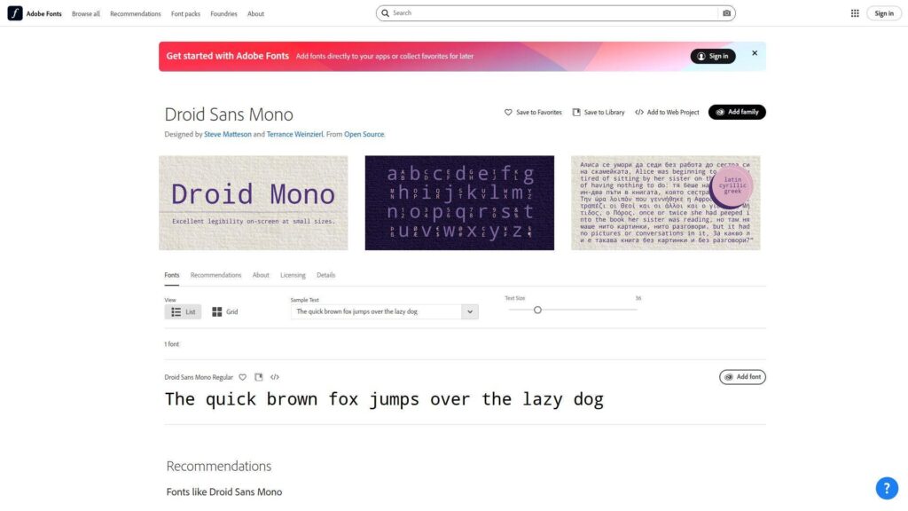 20. Droid Sans Mono