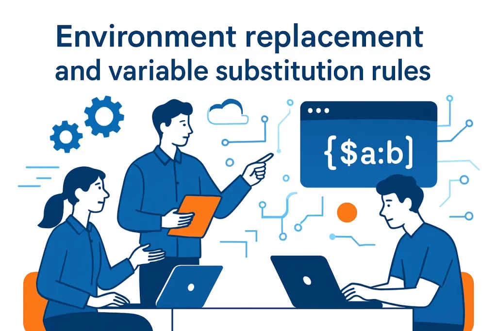 Environment replacement and variable substitution rules