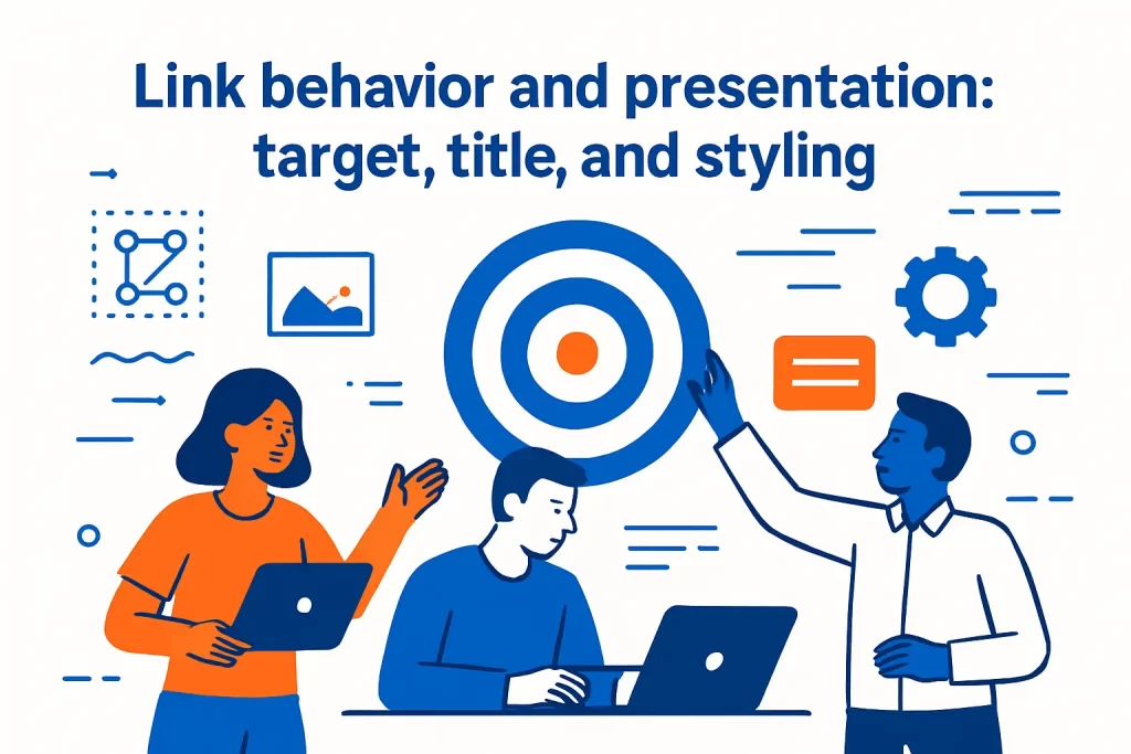 Link behavior and presentation: target, title, and styling
