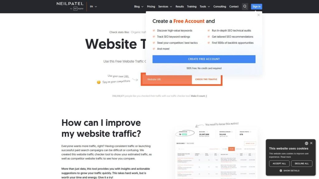 18. Neil Patel Website Traffic Checker