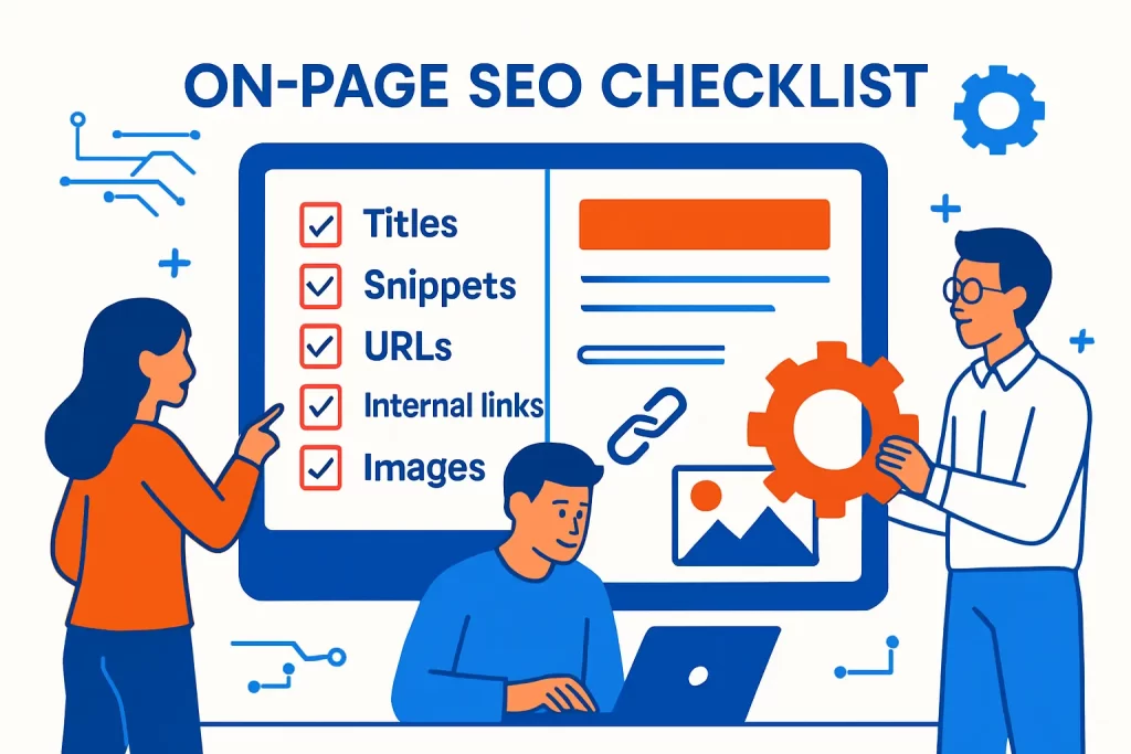On-page SEO checklist: titles, snippets, URLs, internal links, and images