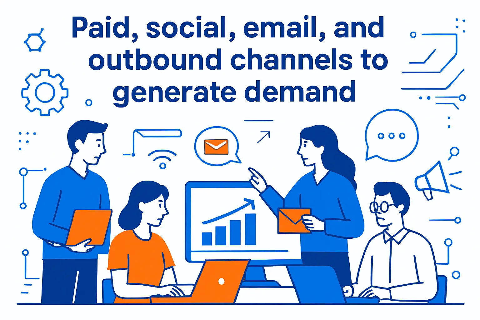 Paid, social, email, and outbound channels to generate demand