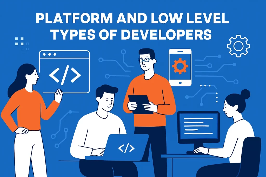 Platform and low level types of developers: web, mobile, desktop, embedded, and systems
