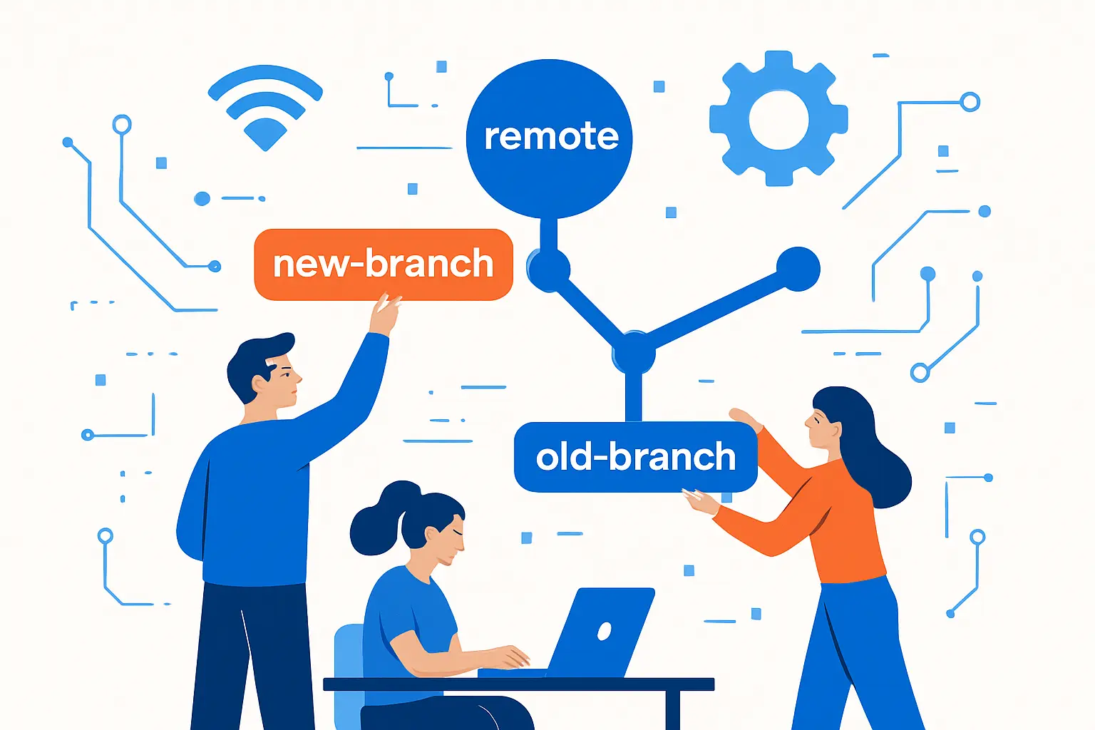 Rename a remote branch by pushing the new name and deleting the old