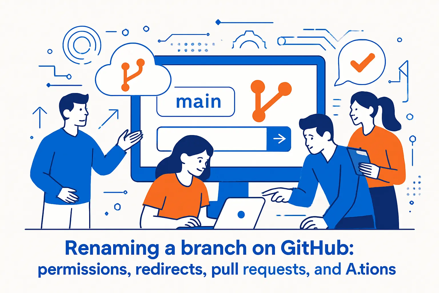 Renaming a branch on GitHub: permissions, redirects, pull requests, and Actions