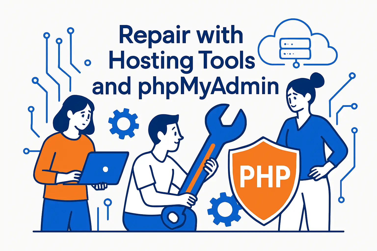 Repair with hosting tools and phpMyAdmin