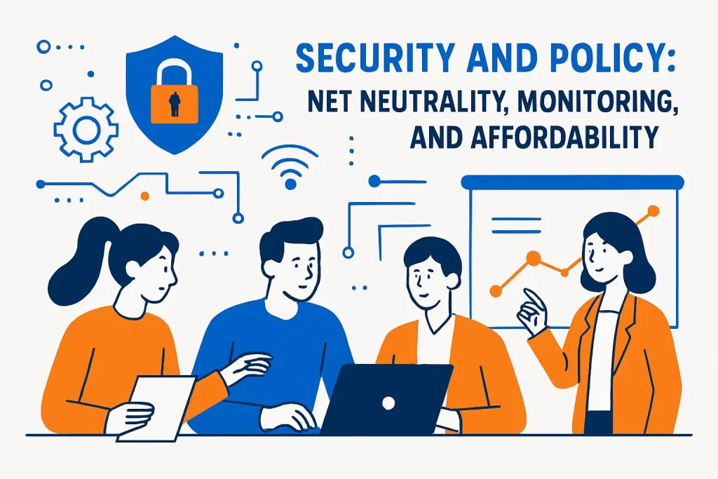 Security and policy: net neutrality, monitoring, and affordability
