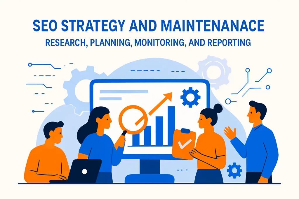 SEO strategy and maintenance: research, planning, monitoring, and reporting