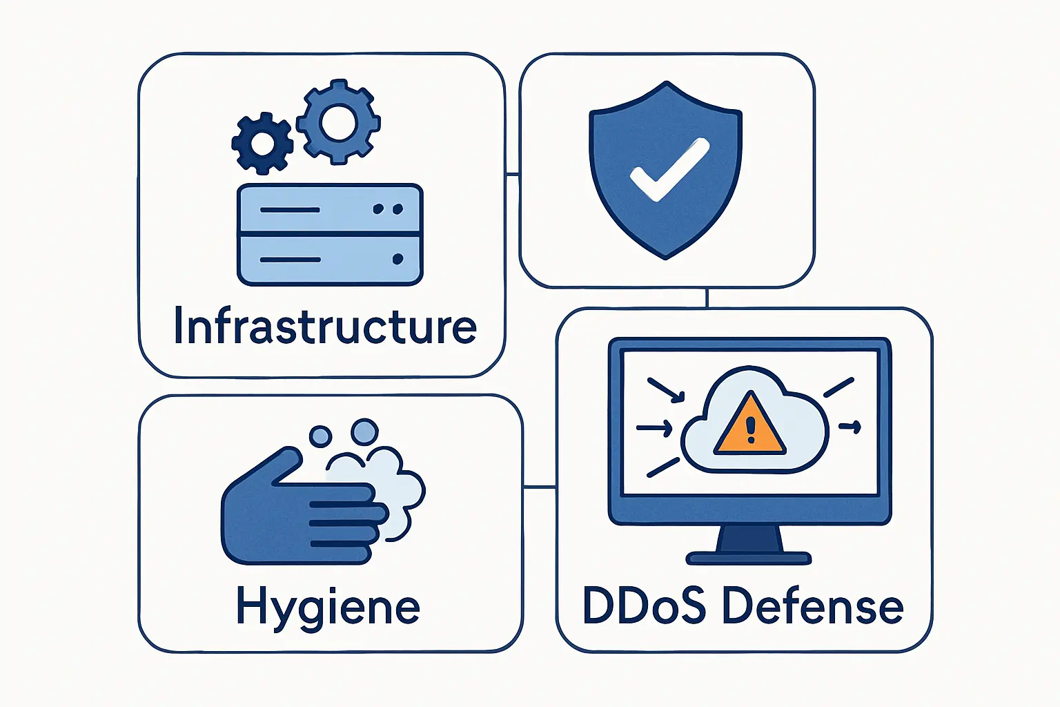 Infrastructure and hygiene practices that strengthen DDoS defense