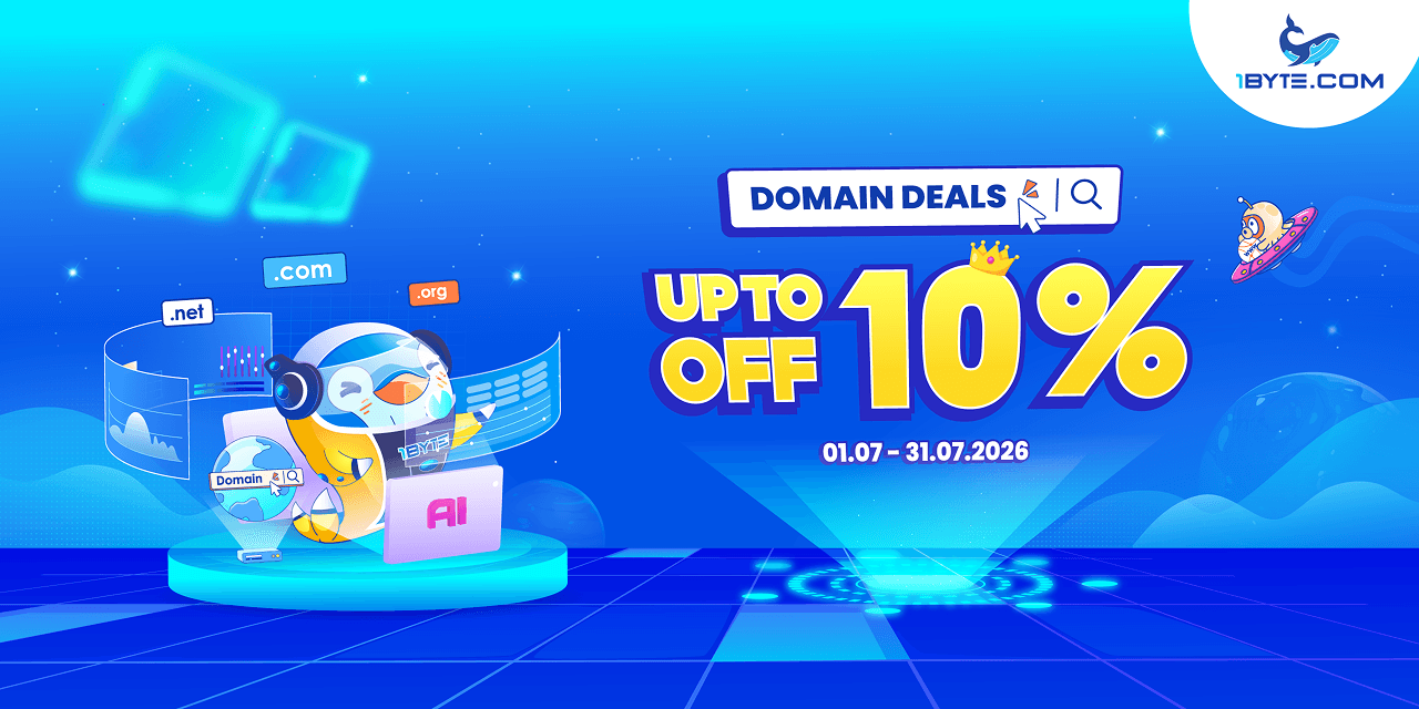 Domain Deals Up to 10% Off at 1Byte