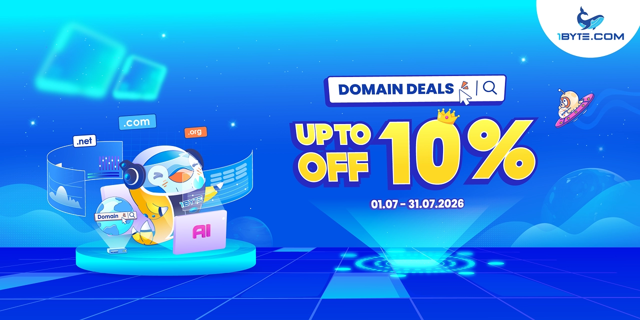Domain Deals Up to 10% Off at 1Byte