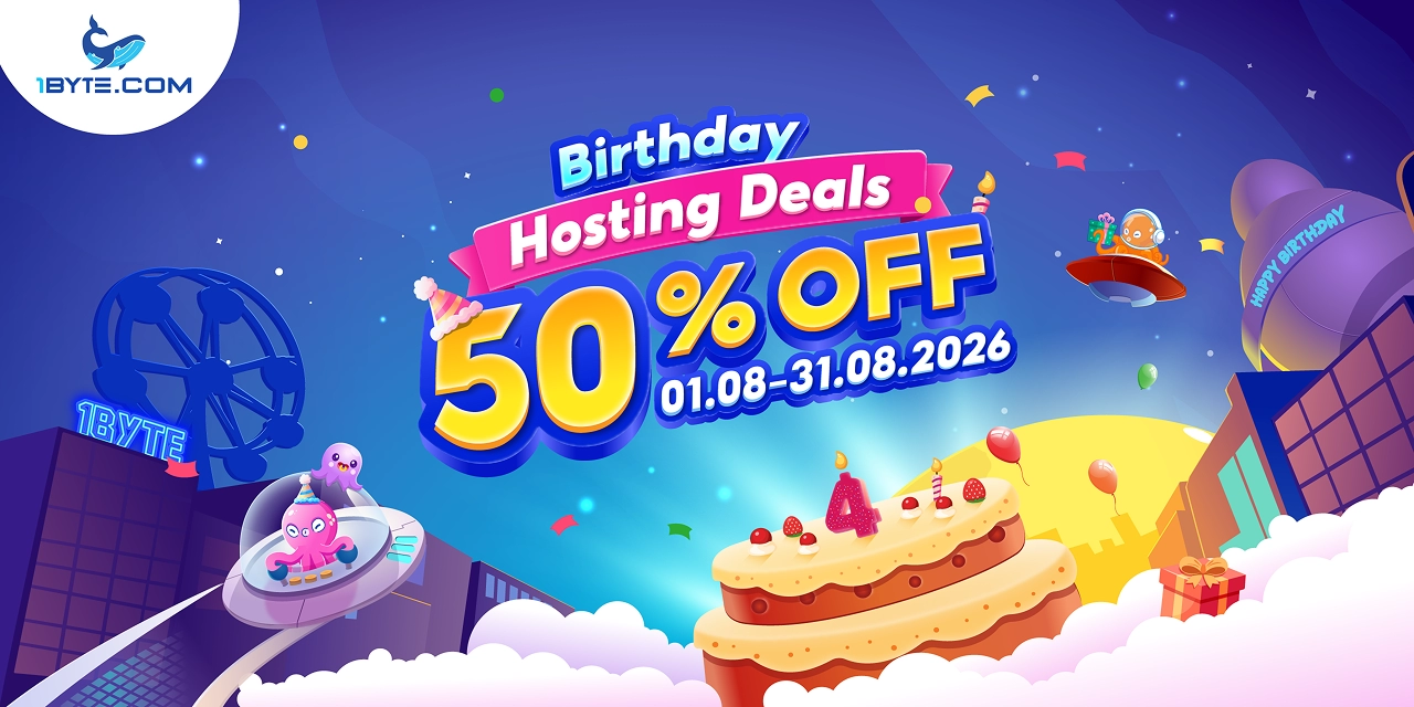 Birthday Hosting Deals Up to 50% Off at 1Byte