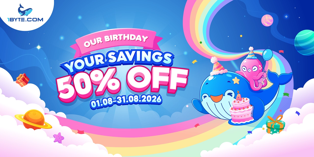 Our Birthday, Your Savings: Up to 50% Off at 1Byte