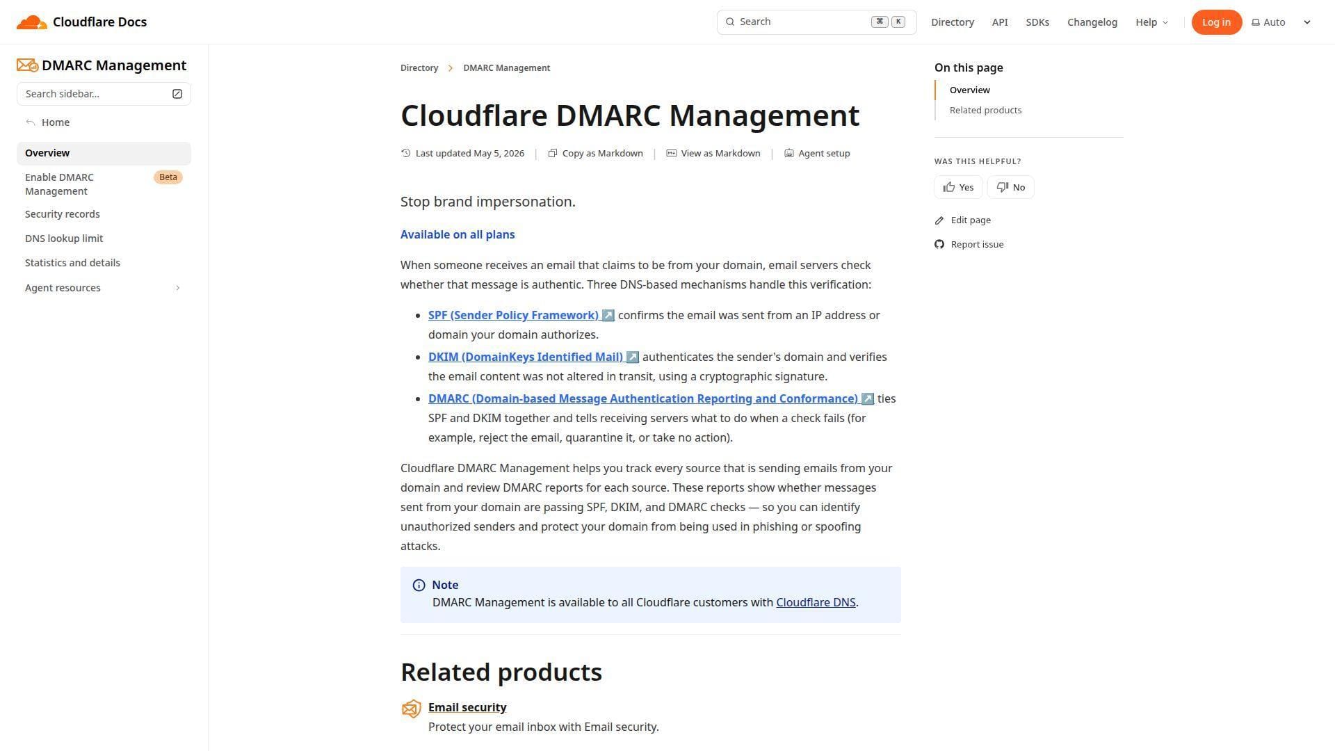 6. Cloudflare DMARC Management