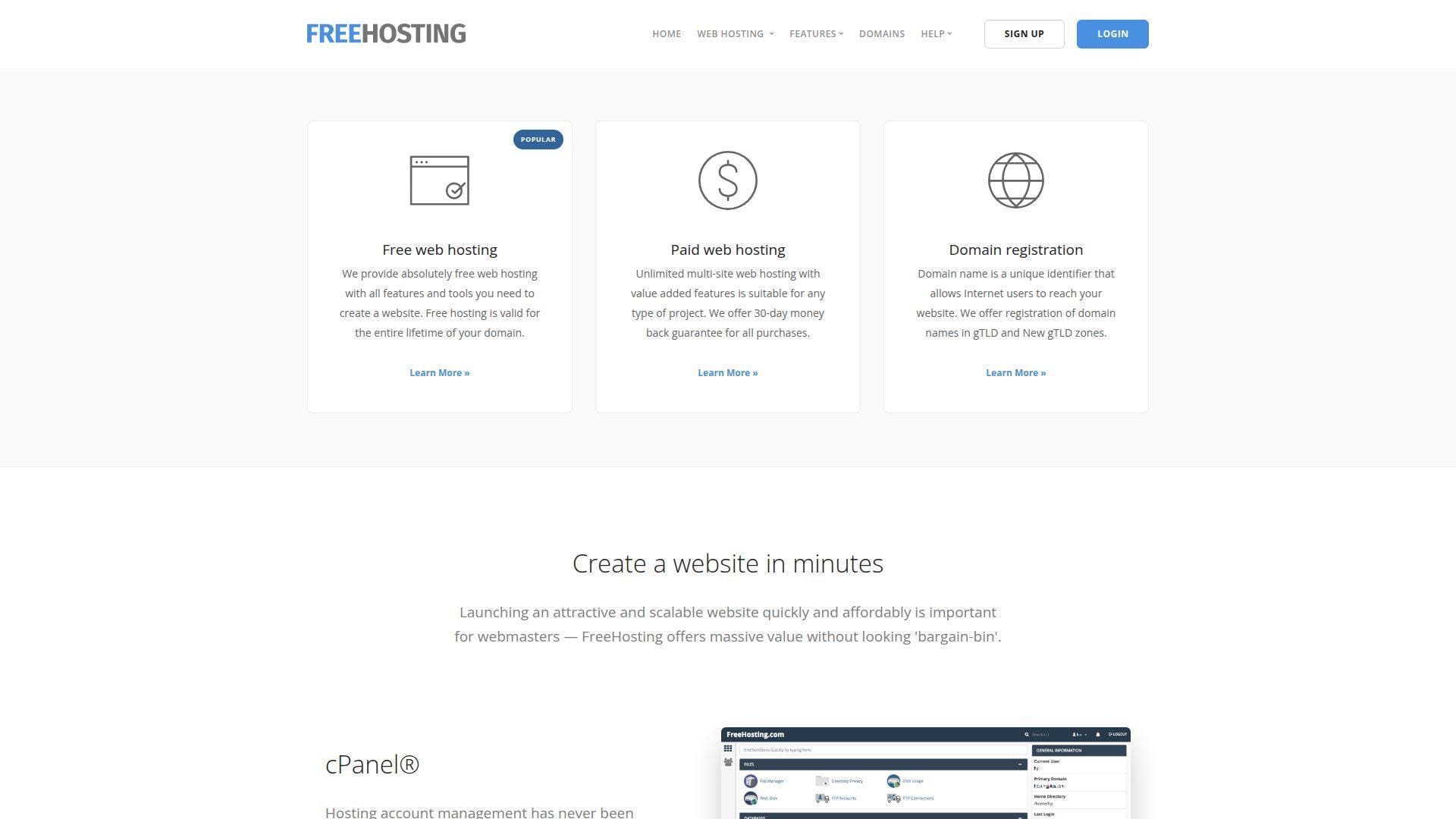 7. FreeHosting.com