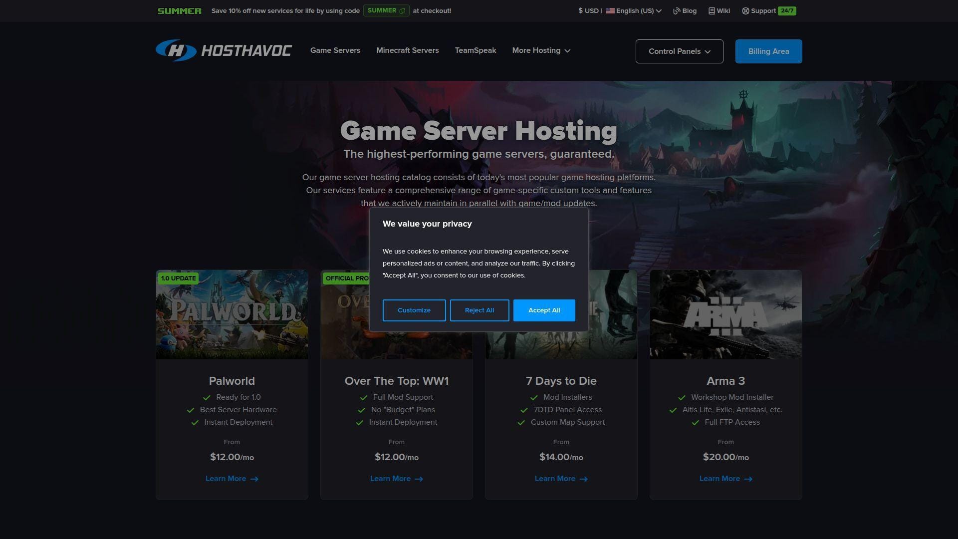 10. Host Havoc Game Server Hosting