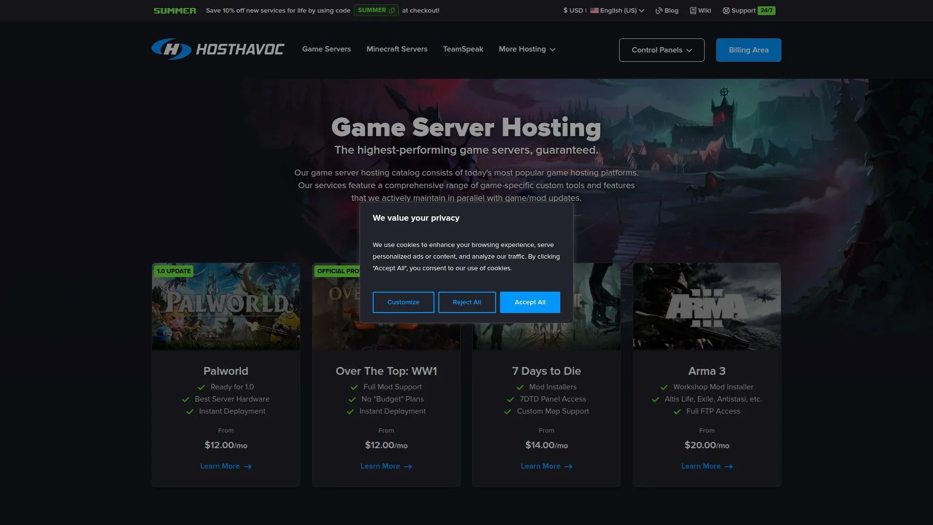 10. Host Havoc Game Server Hosting