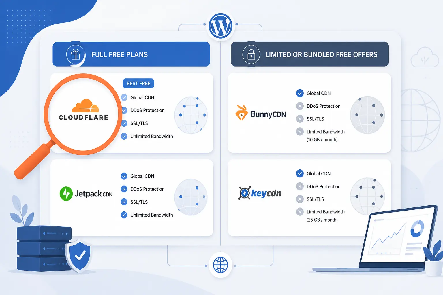 How the Best Free CDN for WordPress Options Compare