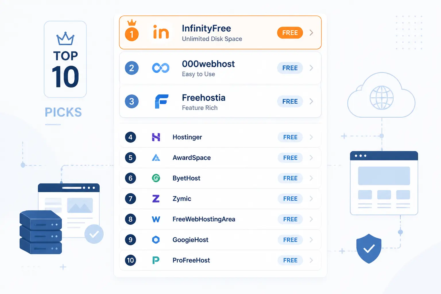 Top 10 Free Website Hosting Picks