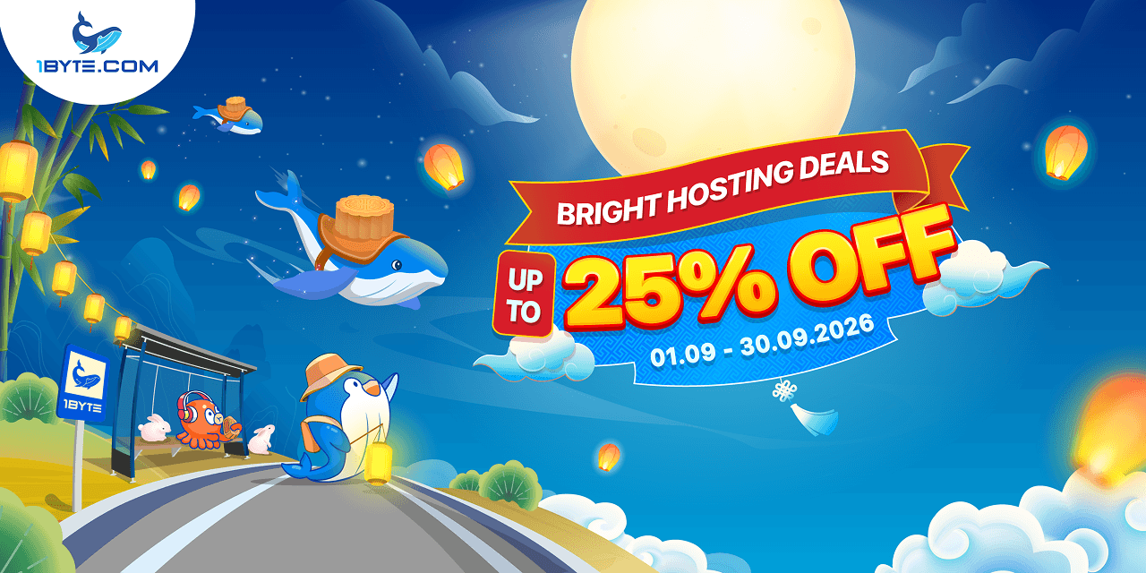 Bright Hosting Deals Up to 25% Off at 1Byte