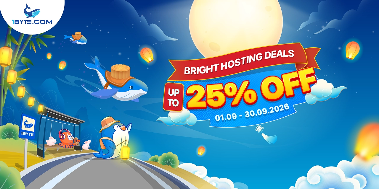Bright Hosting Deals Up to 25% Off at 1Byte