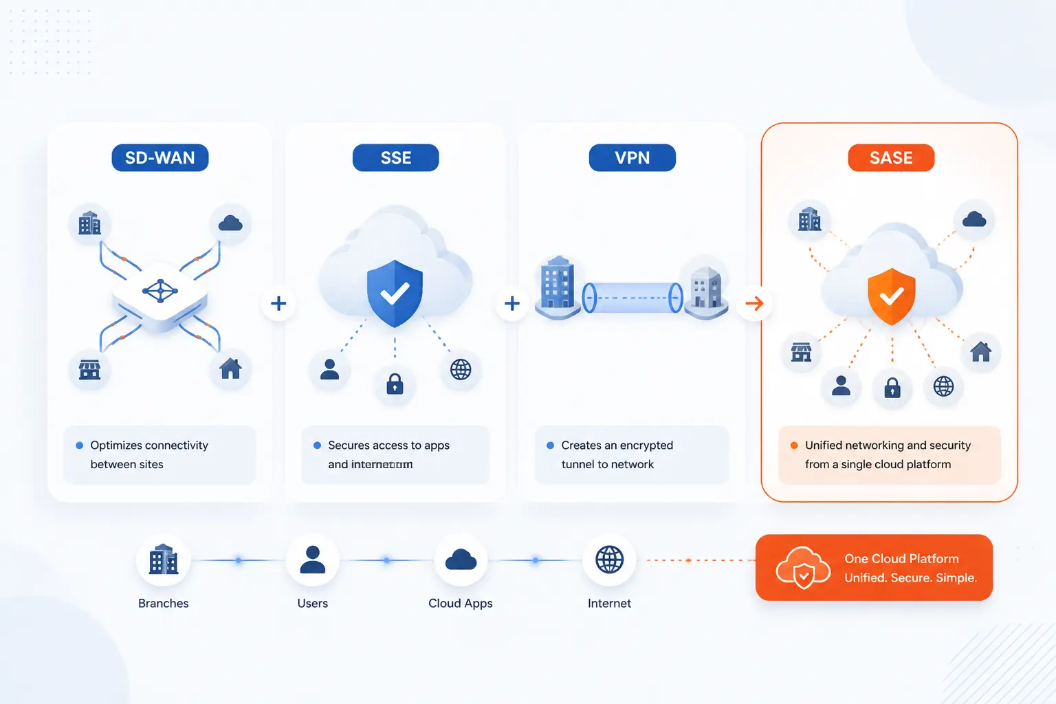 SASE vs SD-WAN, SSE, and VPN